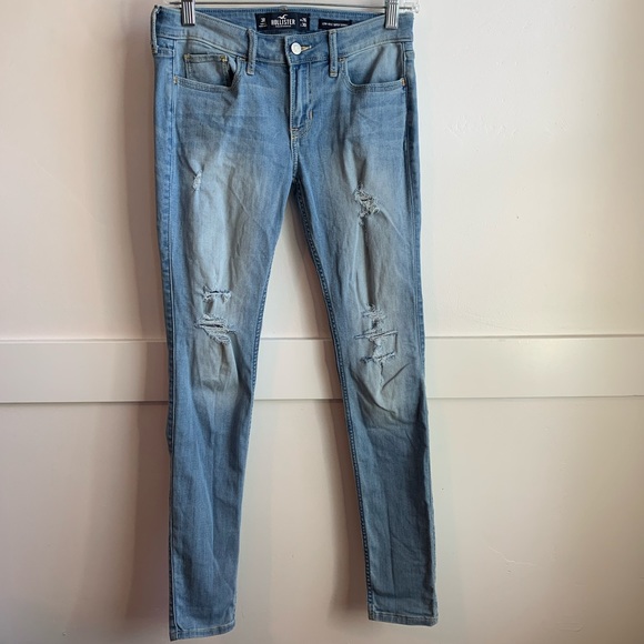 Hollister Denim - Hollister Light Wash Low-Rise Distressed Super Skinny Jeans